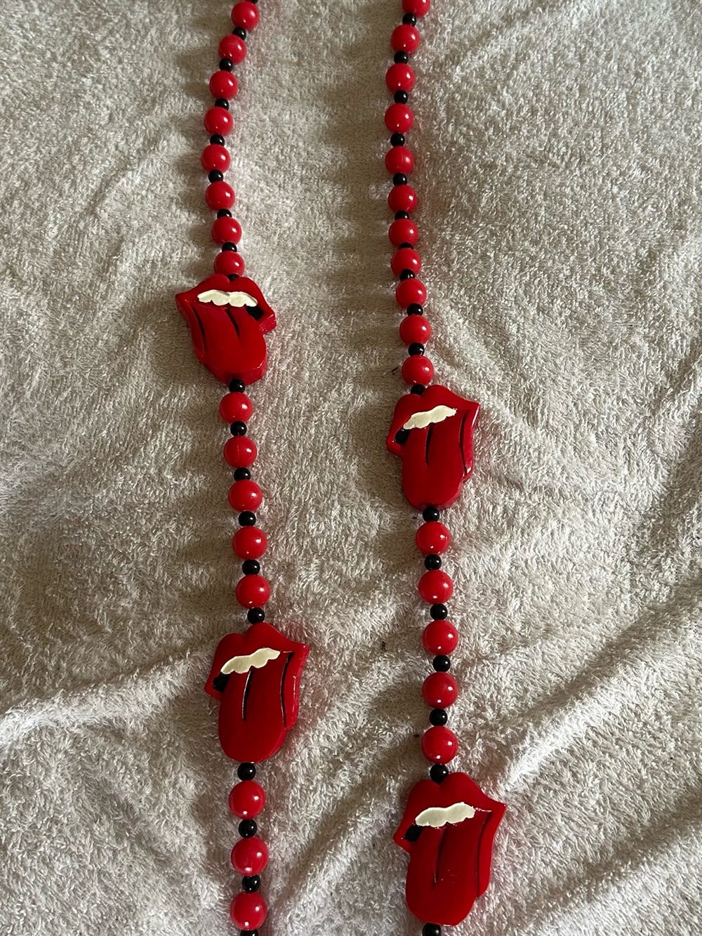 Red Tongue Bead Necklace - Statement Women's Jewelry